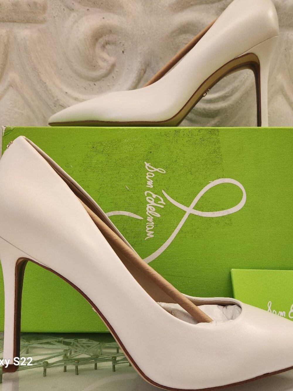 Sam Edelman "Hazel" White leather Heels. NIB. Size 7.5 Wide